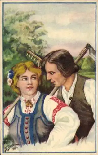 Künstler Ak Bertz, S., Nach der Arbeit