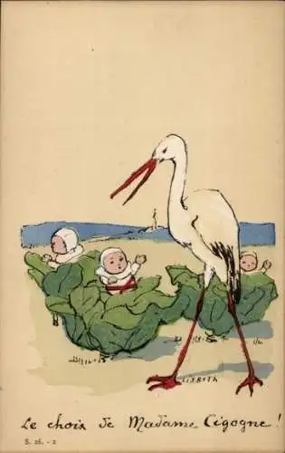 Künstler Ak Lisbeth, Le choix de Madame Cigogne