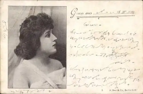 Ak Frau-Porträt, Dunkle Haare, Profil