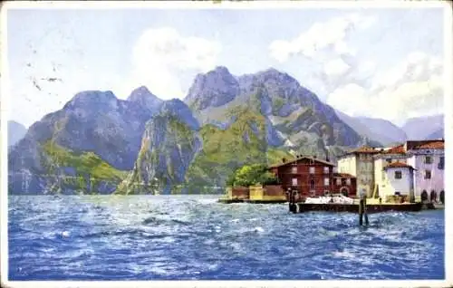 Ak Wohnhäuser am See, Gebirge, Landschaft