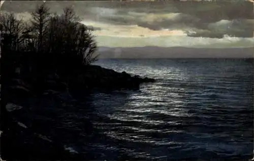 Ak Bewölkter Himmel, Ufer, Wellen