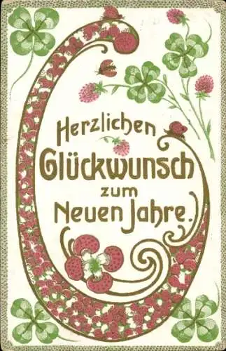 Ak Glückwunsch Neujahr, Pilze, Glücksklee