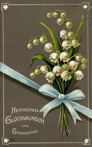 Präge Ak Glückwunsch Geburtstag, Maiglöckchen