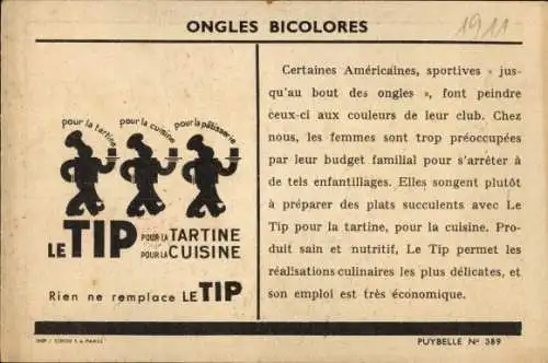 CPA Reklame, Collection Le Tip, Ongles Bicolores