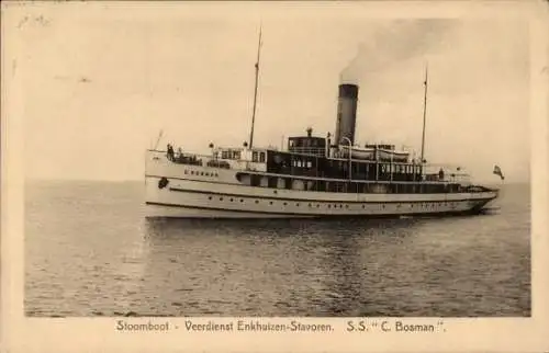Ak Stoomboot, Veerdienst Enkhuizen-Stavoren, S.S. Bosman