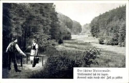 Ak Westerwald Deutschland, Paar in Volkstrachten, Gespräch