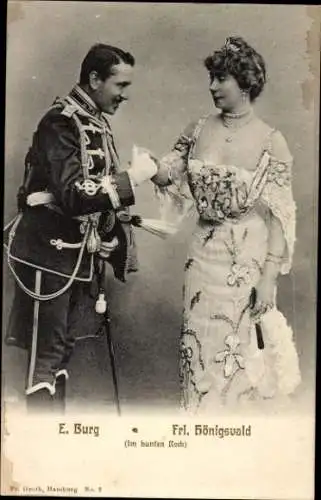 Ak Fräulein Königswald und E. Burg, Porträt