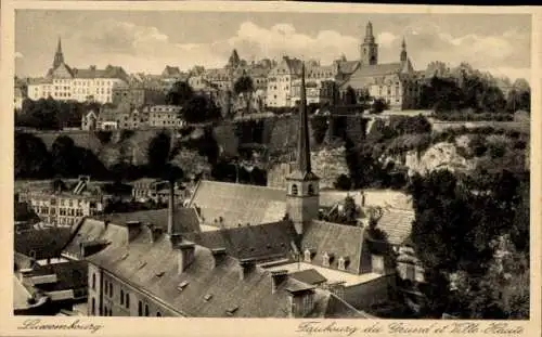 Ak Luxemburg Luxembourg, Stadtansicht von  Faubourg du Grund, Ville-Haute, Kirche