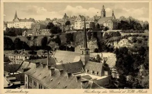 Ak Luxemburg Luxembourg, Stadtansicht von  Faubourg du Gruvid, Kirche