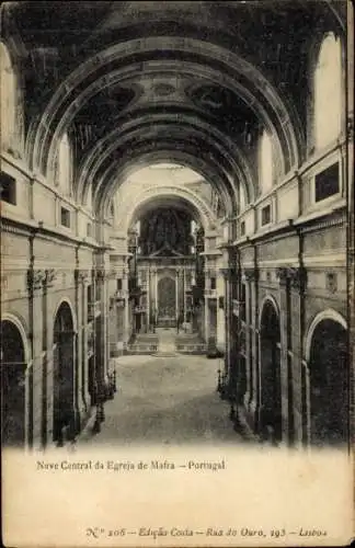 Ak Lisboa Lisboa Portugal, Nave Central da Egreja de Mafra