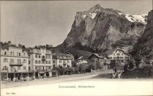 Ak Grindelwald Kanton Bern,  Wetterhorn, Berg, Häuser, Landschaft