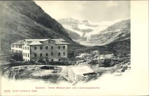 Ak Gemmi Leukerbad Kanton Wallis, Gemmi Hotel Wildstrubel, Lämmergletscher