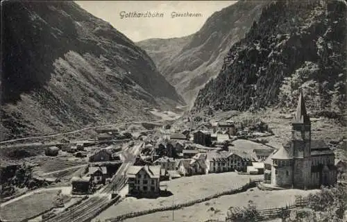 Ak Gerschenen Kt. Uri Schweiz, Station der Gotthardbahn
