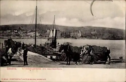 Ak Genf Stadt Schweiz, Embarquement des marchandises