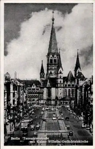 Ak Berlin Charlottenburg, Tauentzienstraße mit Kaiser Wilhelm Gedächtniskirche