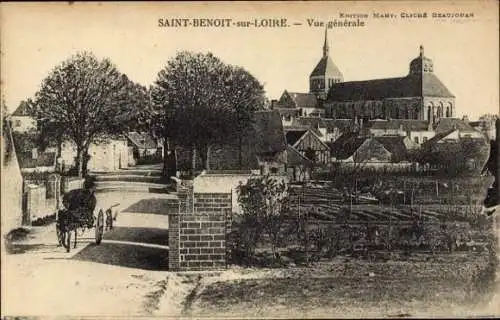 Ak Saint Benoît sur Loire Loiret, Vue generale, Kirche