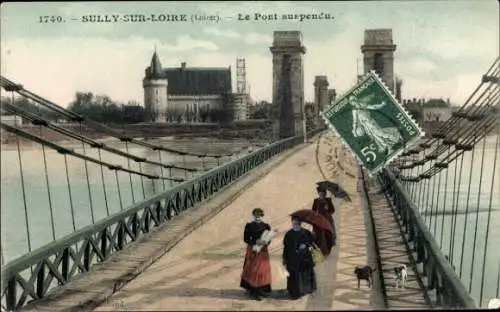 Ak Sully sur Loire Loiret, Hängebrücke