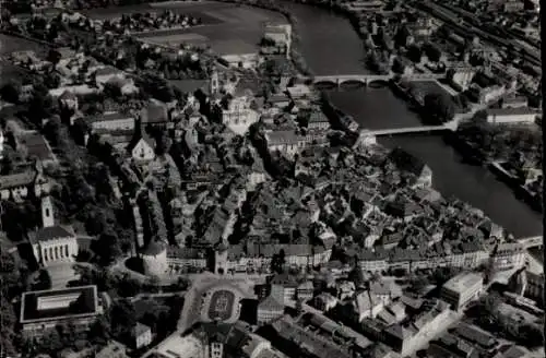 Ak Solothurn Stadt Schweiz, Luftaufnahme von  Stadtansicht, Fluss, Brücke