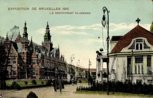 Ak Bruxelles Brüssel, Exposition de Bruxelles 1910, 1. Restaurant Allemand,  Architektur