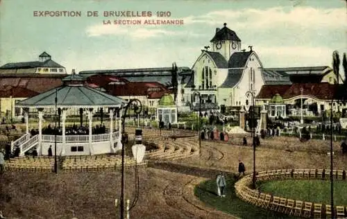 Ak Bruxelles Brüssel, Farbenfrohe Ansicht der deutschen Sektion, Weltausstellung 1910, Pavillon, 