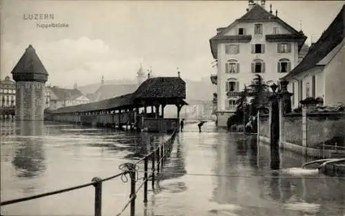 Ak Lucerne Luzern Stadt Schweiz,  Kappelbrücke,  Brücke, Wasseransicht