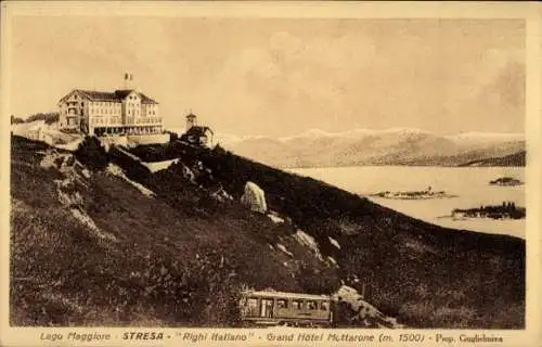 Ak Stresa Borromeo Lago Maggiore Piemonte, Lago Maggiore, Grand Hotel Mettarone, Landschaft, Berg