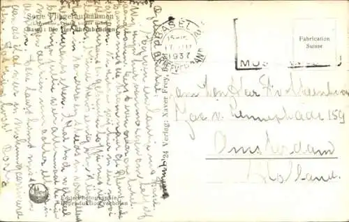 Ak Basel Stadt Schweiz, Luftansicht von  Rhein, Brücken, Stadtansicht