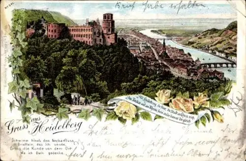 Ak Heidelberg am Neckar, Schloss  Neckarfluss, Stadtansicht