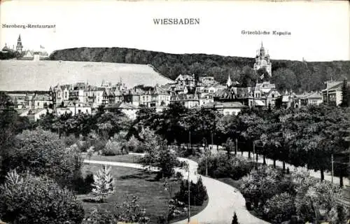 Ak Wiesbaden in Hessen,  Neroberg-Restaurant, Griechische Kapelle