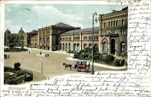 Ak Hannover in Niedersachsen, Bahnhof, Kutsche