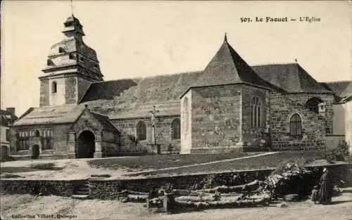 Ak Le Faouët Morbihan, Kirche, detailreiche Architektur,  Atmosphäre