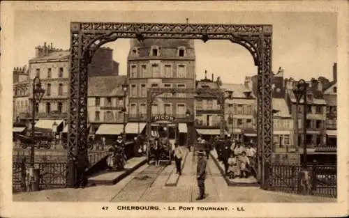 Ak Cherbourg Manche, Le Pont Tournant, Drehbrücke