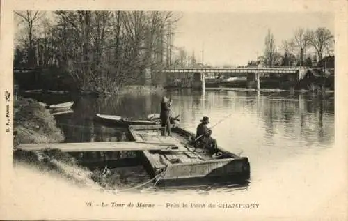 Ak Champigny Val de Marne, Le Tour de Marne, Pres le Pont