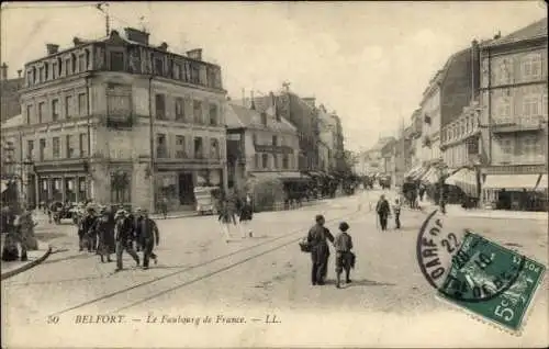 Ak Belfort Beffert Beffort Territoire de Belfort, Straßenansicht, Faubourg de France,  Architektu
