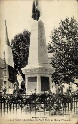 Ak Payre Vienne, a la Memoire des Enfants de Payre au Champ d'Honneur