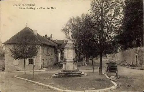 Ak Belley Ain, L'AIN ILLUSTRÉ, Platz mit Statue, Gebäude, Pferdewagen