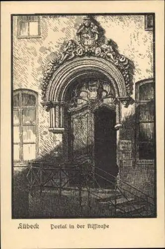Ak Hansestadt Lübeck, Portal in der Alffiraße, Kunstverlag Ludwig Carstens, Federzeichnung von Ka