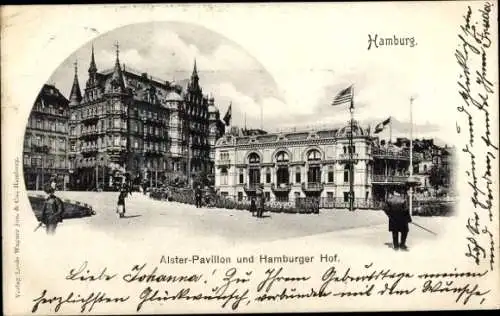 Ak Hamburg Mitte Altstadt, Alster-Pavillon, Hamburger Hof, Stadtansicht,  Architektur