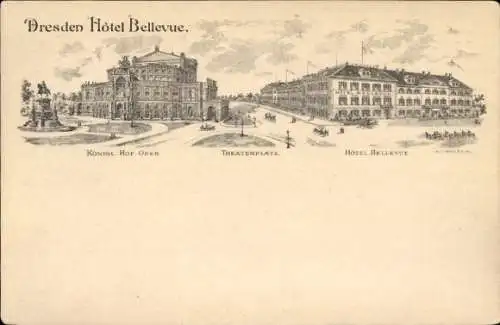 Vorläufer Dresden Altstadt, Hotel Bellevue, Hofoper, Theaterplatz
