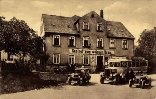 Ak Claußnitz in Sachsen, Gasthof zum weißen Ross, Autobus