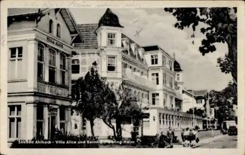 Ak Ostseebad Ahlbeck auf Usedom, VILLA ALICE, Seebad   Architektur, drei Gebäude