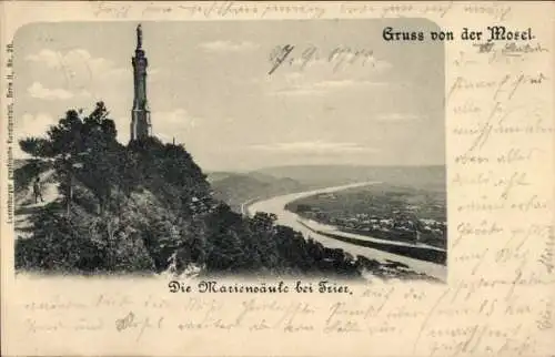 Ak Trier an der Mosel, Mariensäule, Aussichtspunkt, Mosel