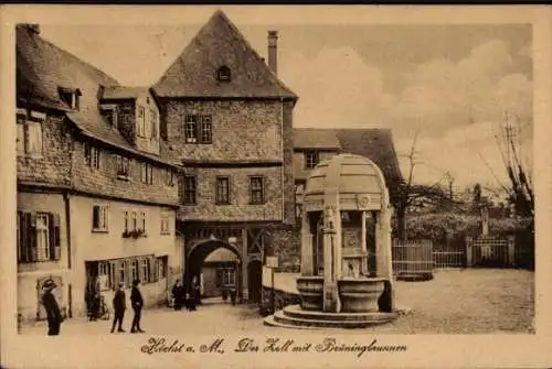 Ak Höchst Frankfurt am Main, Zoll mit Brunnen