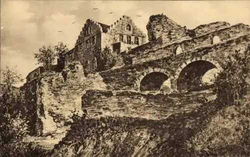 Künstler Ak Bad Münster am Stein, Burg Ebernburg
