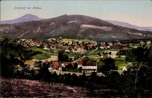 Ak Jonsdorf in Sachsen, Totalansicht des Ortes, Berge