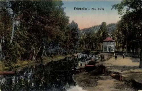 Ak Fehrbellin in Brandenburg,  Rhin-Partie, malerische Landschaft, Spaziergänger, Wasserweg