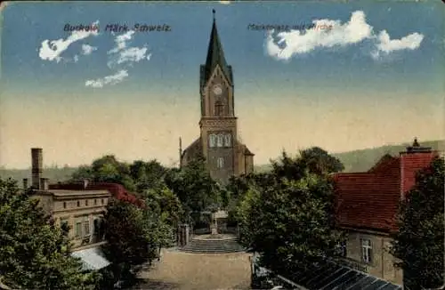 Ak Buckow in der Märkischen Schweiz, Marktplatz, Kirche
