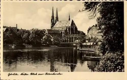 Ak Görlitz in der Lausitz, Blick auf die Peterskirche, Neiße