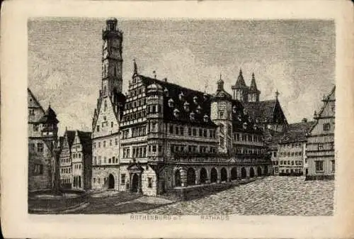 Ak Rothenburg ob der Tauber Mittelfranken, Rathaus von Rothenburg,  Gebäude, Stadtansicht
