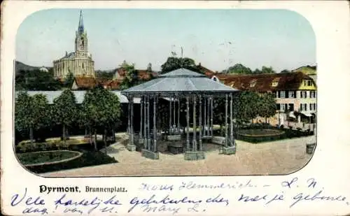 Ak Bad Pyrmont in Niedersachsen, Brunnenplatz, Gebäude, Kirche, Pavillon, 